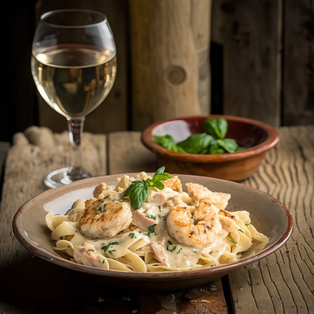 Fettuccine with Shrimp & Clams Sauce.