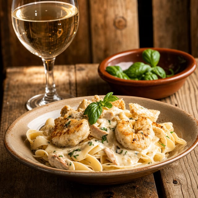 Fettuccine with Shrimp & Clams Sauce.